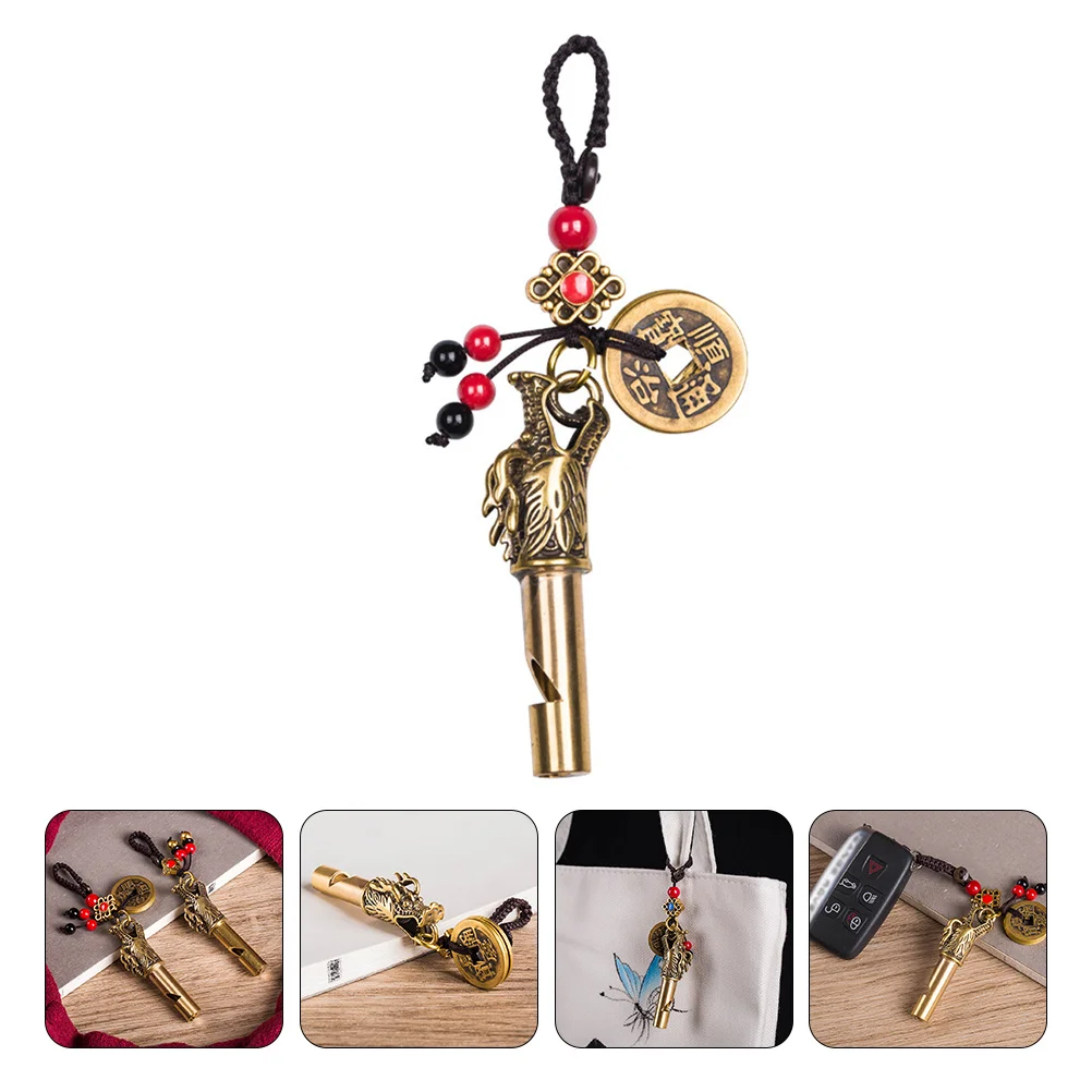 1 قطعة خمر النحاس رأس التنين صافرة في الهواء الطلق الطوارئ بقاء قلادة المفاتيح في الهواء الطلق اسأل مساعدة النحاس الرجعية صافرة