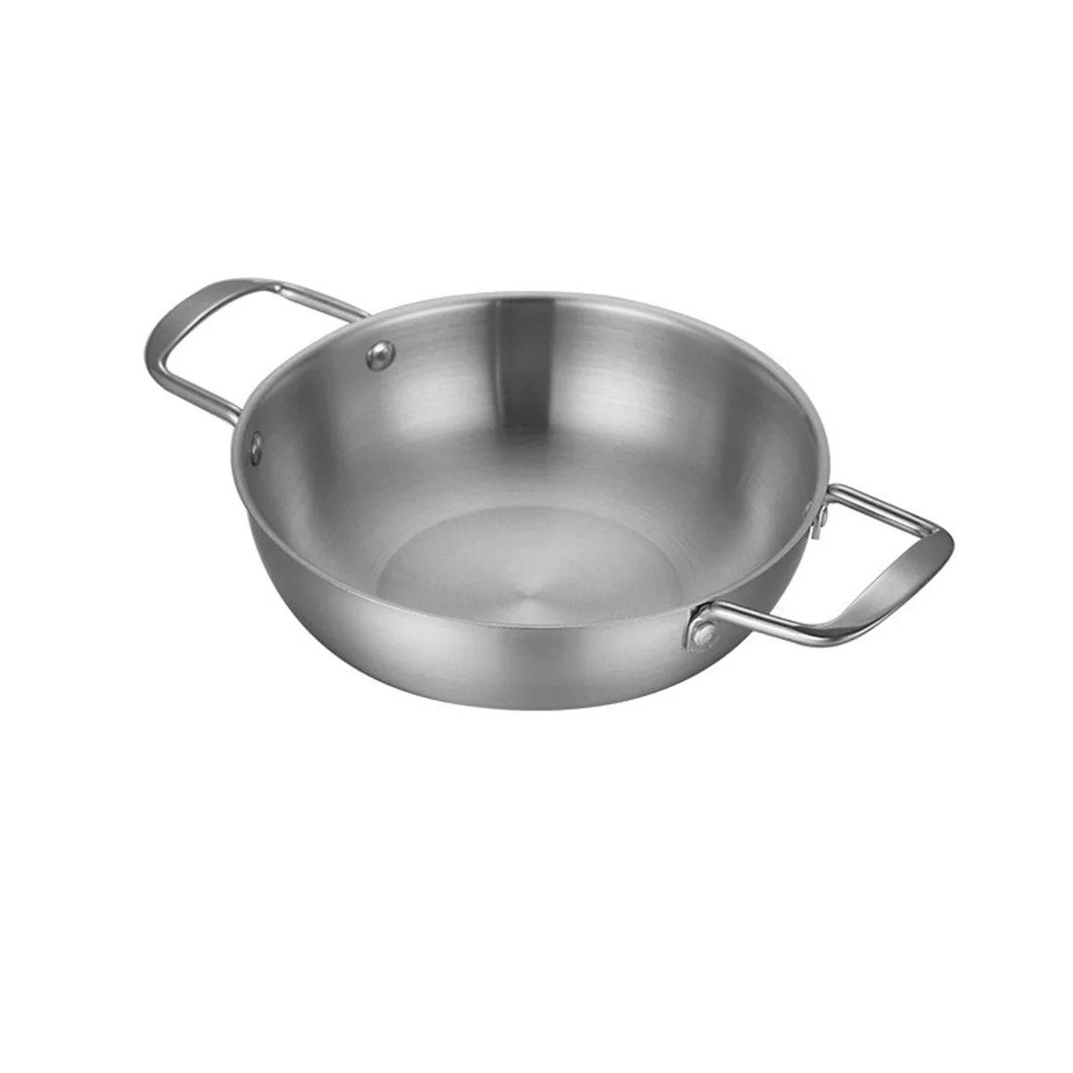 Olla Paella ergonómica de doble asa hecha de fondo plano de acero inoxidable para una distribución uniforme del calor en cocinar