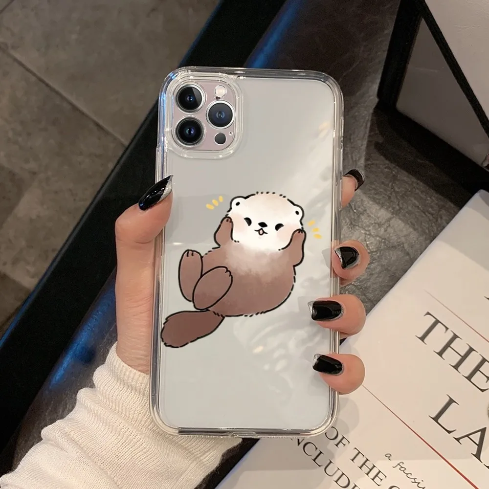 Animal otter Cute Phone Case For iPhone 15 13 14 Pro Max XS XR 12 11 Pro 13 Mini 6 7 8 Plus Soft Clear Back Cover