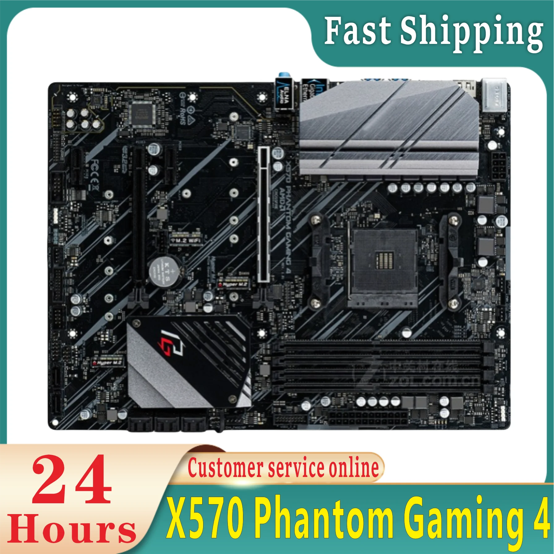 Original packaging X570 Phantom Gaming 4 Socket AM4 4xDDR4 128GB PCI-E 4.0 SATA III HDMI ATX For Ryzen 5000 G-Series CPU