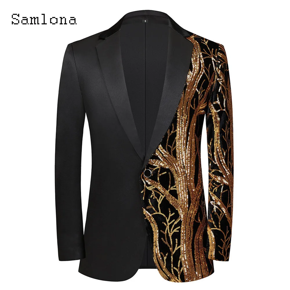 Men Elegant Fashion Sequins Blazers European Style 2024 Formal Party Dance Performance Costumes Mens Patchwork Blazer Outerwear