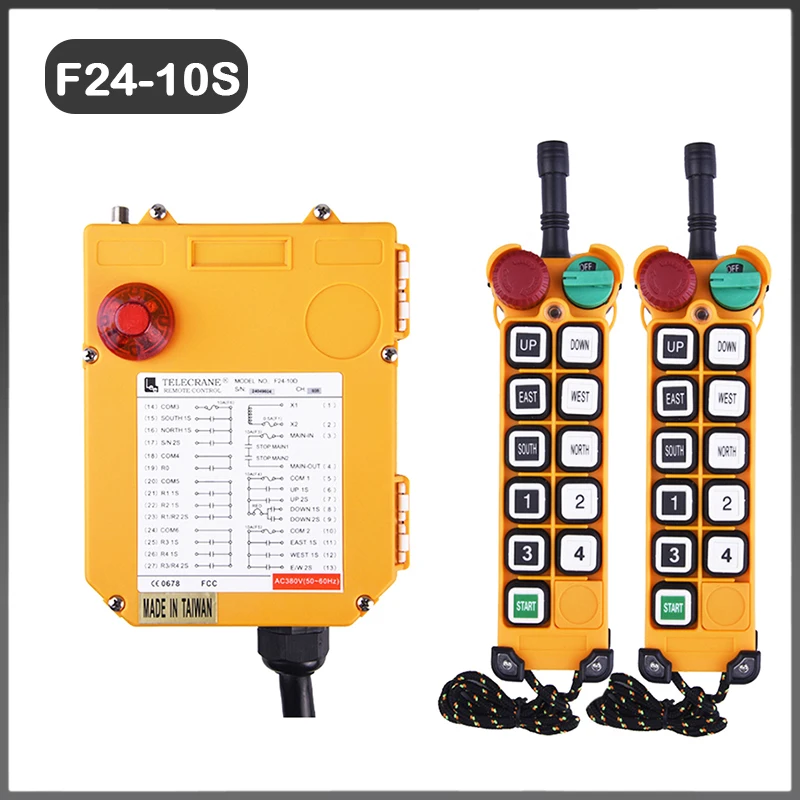 

TELECRANE Wireless Industrial Remote Controller Single Speed Radio Hoist Remote Control 1 Transmitter + 1 Receiver F24-10S