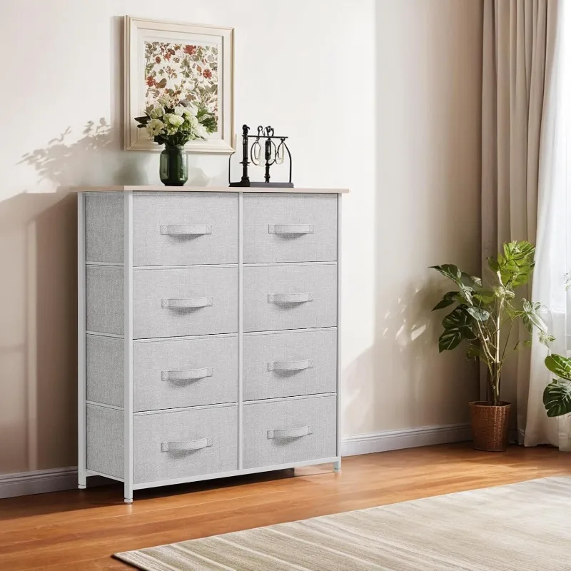 8 Drawer Dresser - Fabric Storage Tower, Organizer Unit for Bedroom, Living Room & Closets - Sturdy Steel Frame, Easy Pull