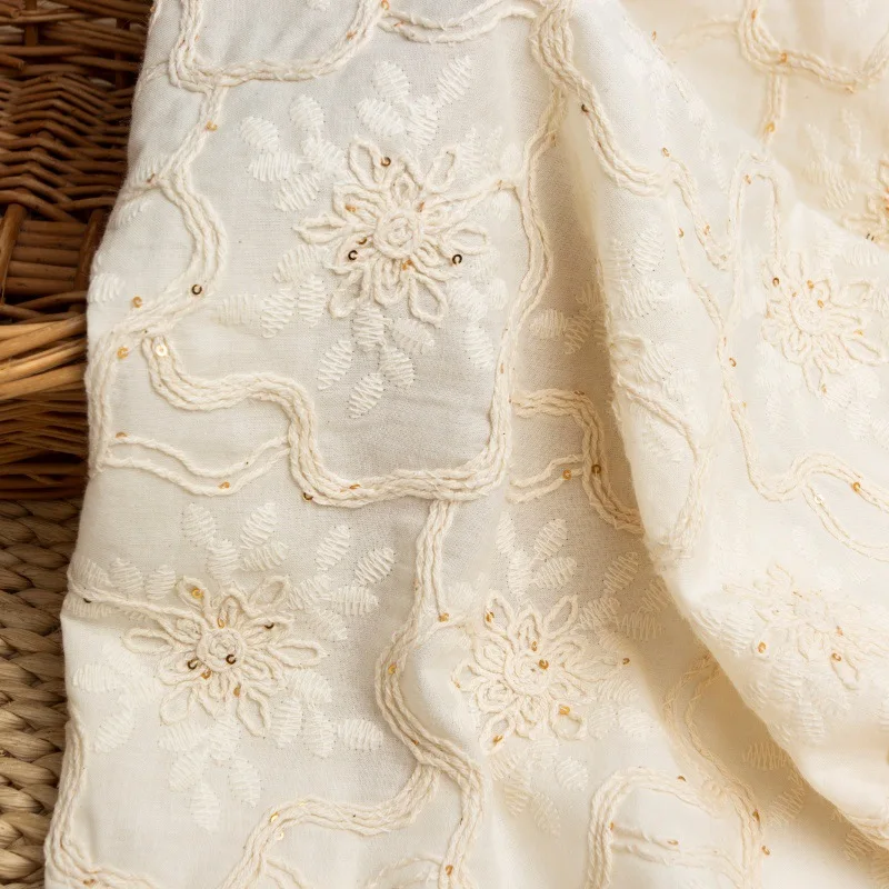 

Combed Cotton Bottom Cloth Stranded Rope Embroidered Band Sequin Sequined Women's Fashion Fabric
