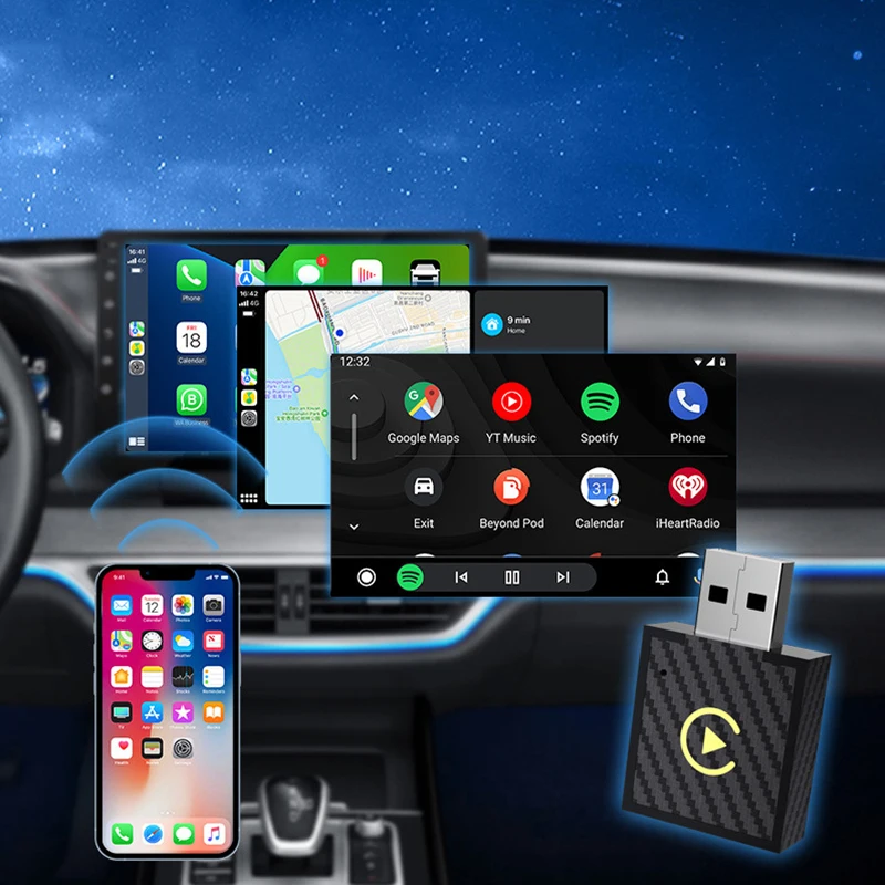 2in1 Wireless Carplay Wired To Wireless Adapter For Android Auto Smart Dongle Plug And Play Auto Connector For Truck Vehicles