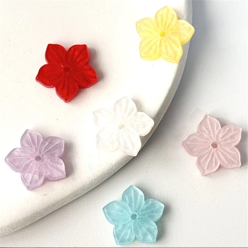 20pcs/lot new retro acetic acid 12mm Imitation shell flower beads resin charm connectors for diy hair jewelry making accessories