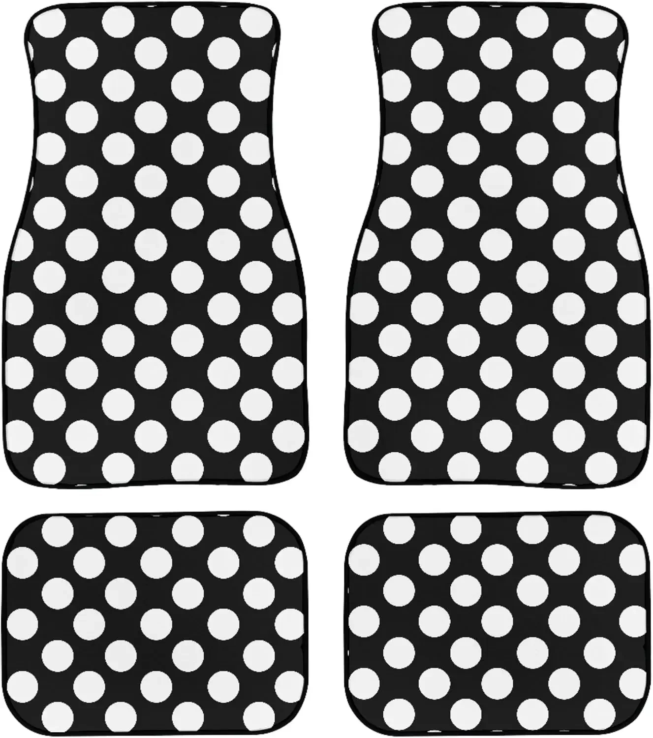 

Автомобильные коврики в горошек, универсальные абстрактные белые точки на черном фоне, современный узор, коврики для автомобилей спереди и сзади