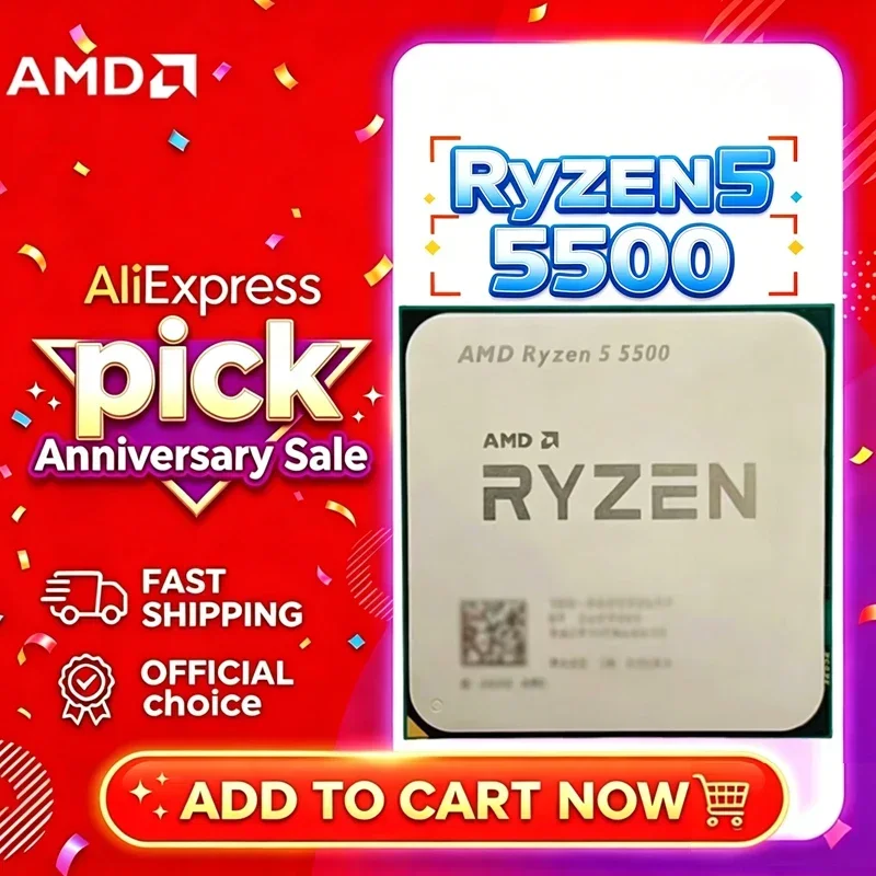 AMD Ryzen 5 5500 R5 5500 Zen3 7nm 6C12T 3.6-4.2GHz 16MB L3 Unlock CPU DDR4 Socket AM4 Loose Chip No Cooler