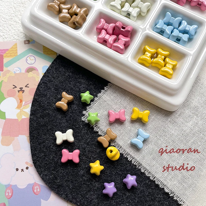 10pcs Alloy Cute Bow Children's Fun Little Star Assorted Beaded DIY Handmade Accessories Material