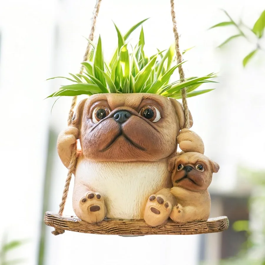 

Swing Dog Hanging Planters for Indoor Plants 6.3 Inch Hanging Baskets for Plants Outdoor Small Succulent Pots with Drainage Hol