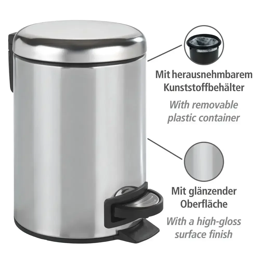 Stainless Steel Pedal-Activated Small Trash Can with Removable Inner Bucket, 0.79 Gallon, Silver