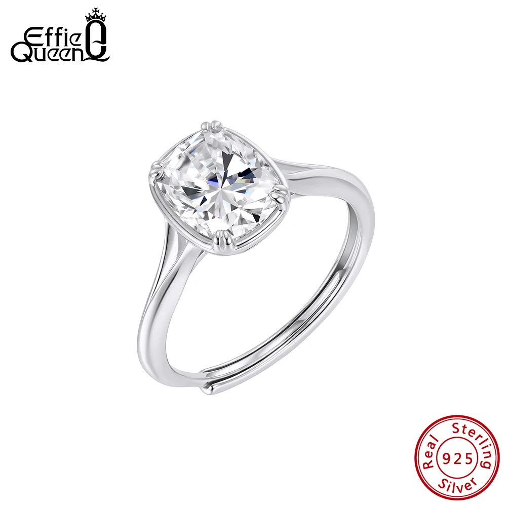 Effie Queen 925 Sterling Silver D VVS1 Moissanite Ring Classics for Women Jewelry Engagement 3CT Diamond Fashion Gift SMOR17