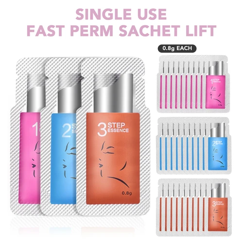 Imagen 2 del producto Lomansa coreano 10 unids/lote 5-8 minutos Kit de permanente de pestañas elevador de pestañas número de bolsita # 1 # 2 # Herramienta de maquillaje permanente para rizar loción de 3 ajustes