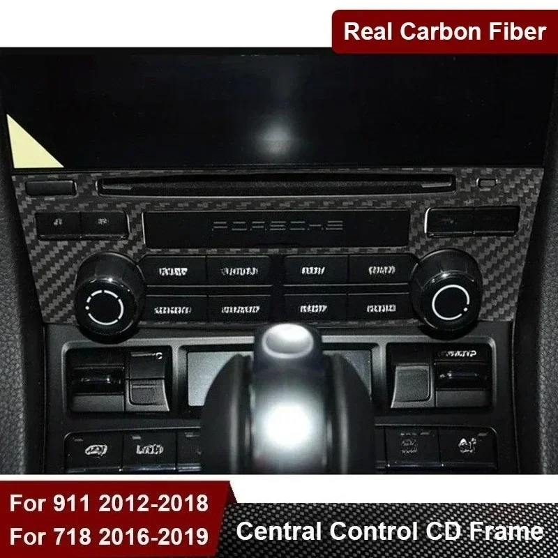 For Porsche 718 911 Real Dry Carbon Fiber 2012-2021 Interior Air Conditioner CD Volume Control Decorative Frame Modification