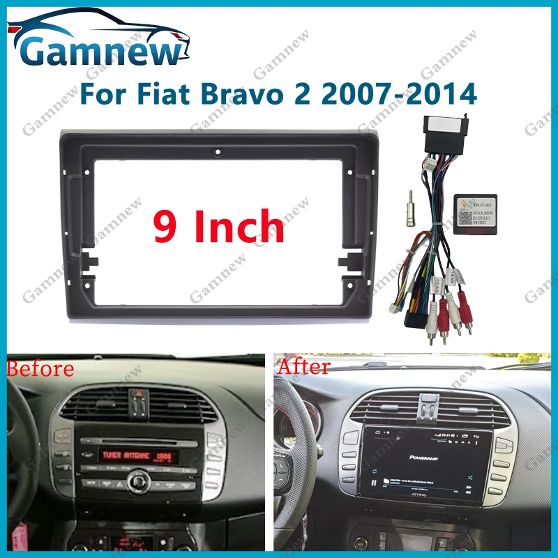 9 Inch Car Radio Installation Frame Canbus Box DVD Plastic Fascia Panel For Fiat Bravo 2 2007-2014