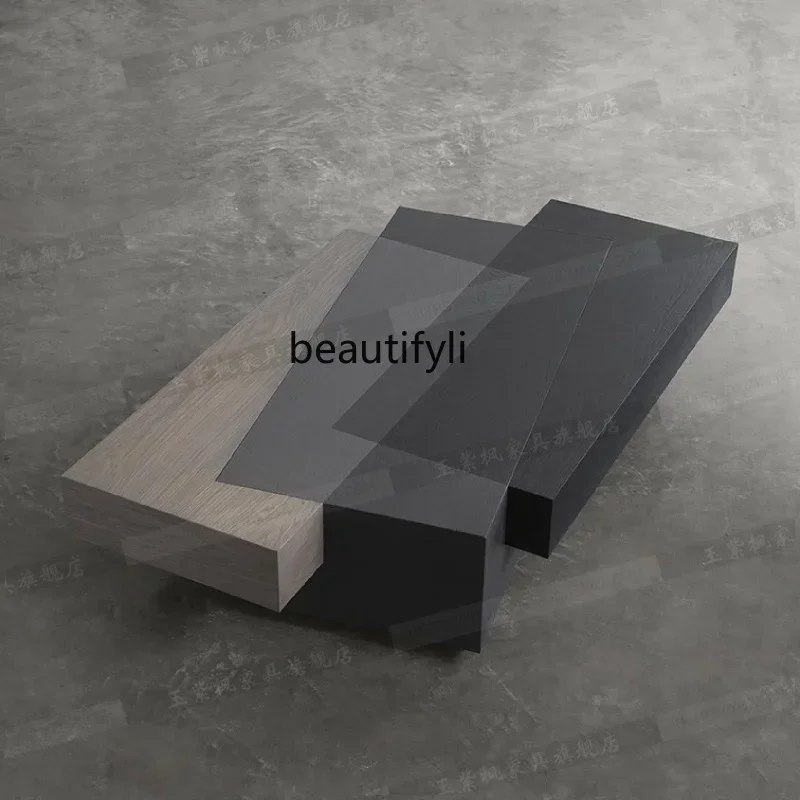 

xx1Italian minimalist coffee table living room household solid wood square coffee table light luxury modern simplicity