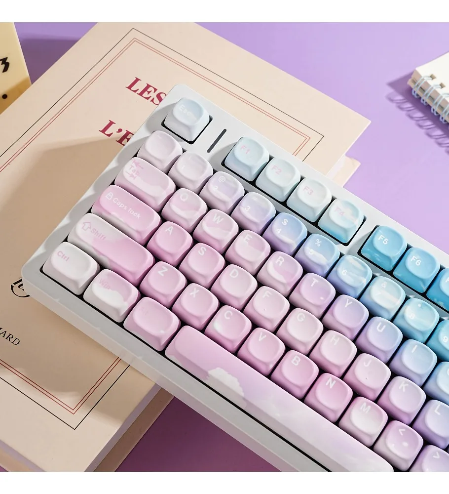 MOA Romantic Sky Theme Keycaps Personalized New PBT Sublimation High-Value Fresh Mechanical Keyboard Caps for Women