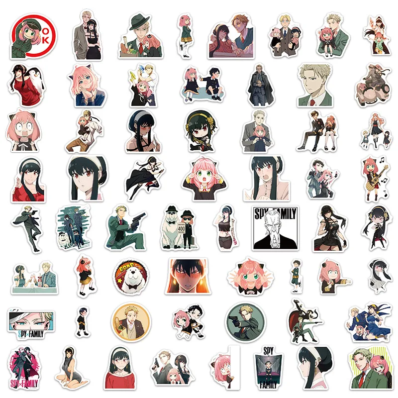 50pcs Anime SPY×FAMILY Graffiti Stickers Cute Suitcase Laptop Waterproof Sticker Stationery Decoration Supplies For Kids Toy