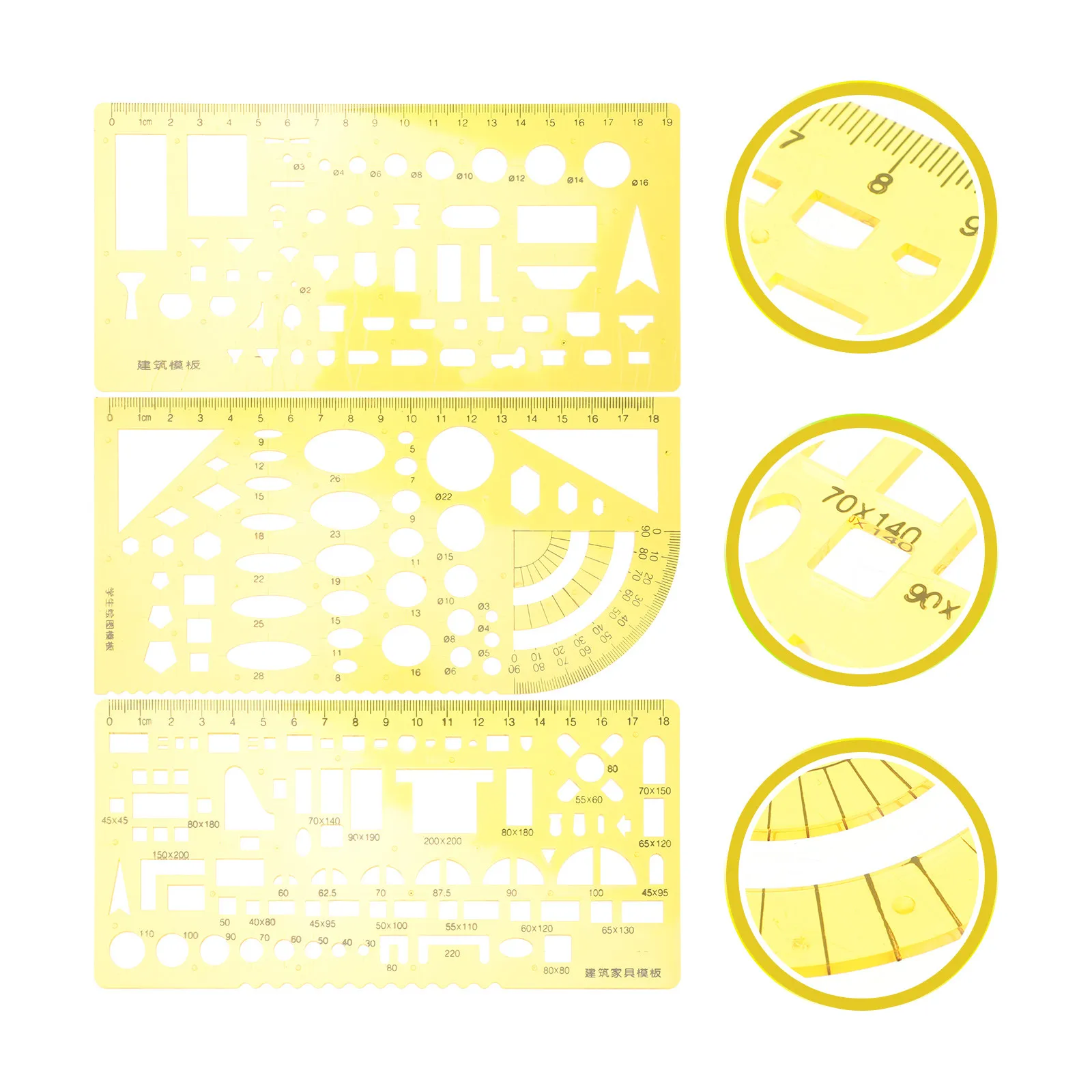 

1Set Geometric Stencil Ruler Set Plastic Drafting Template for Architecture Art Design Circle Drawing Tool Geometric Stencils