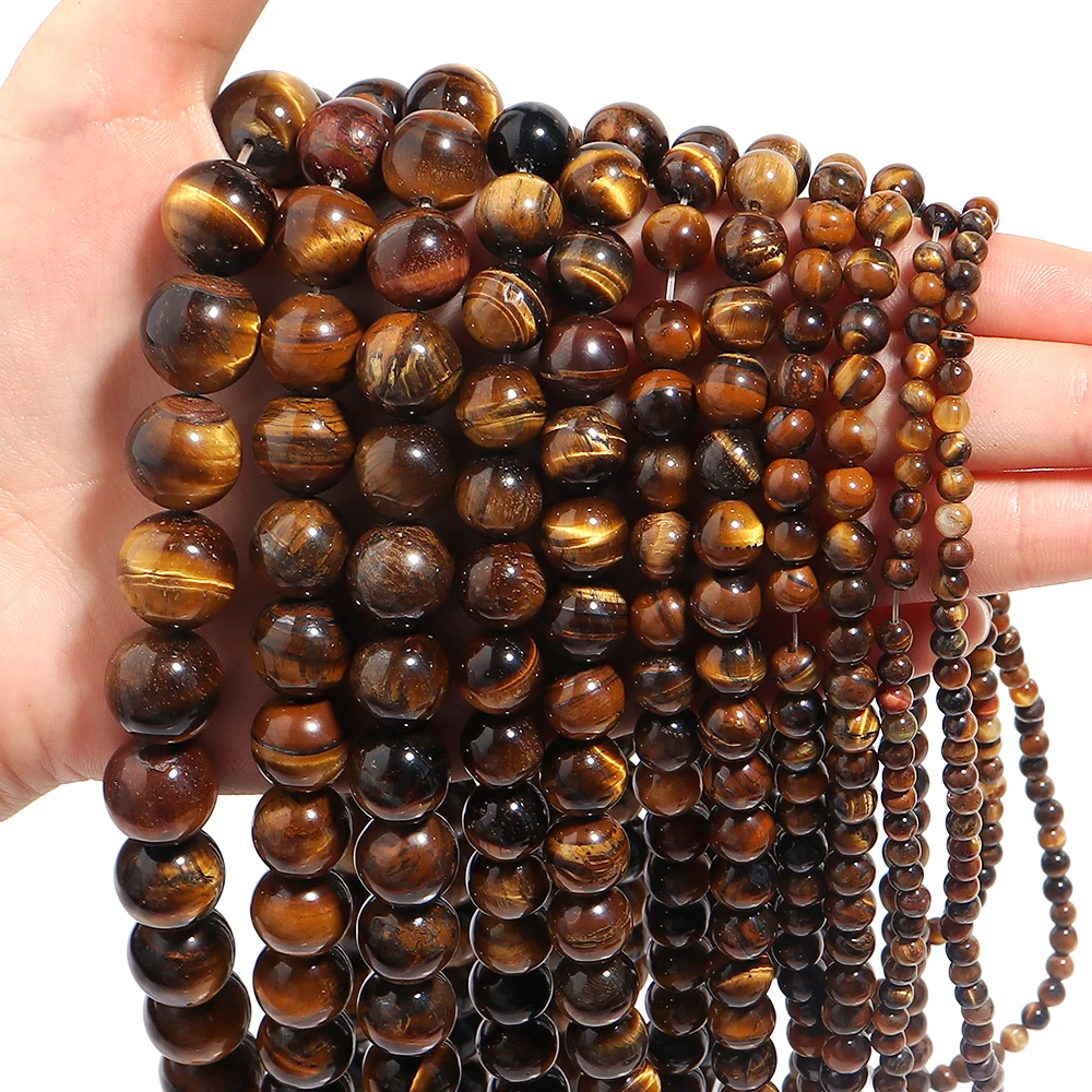 Natural Stone 4 6 8 10 12mm Round Tiger Eye Amethyst Agate Jades Stone Spacer Bead For Jewelry Making Diy Bracelet Needlework