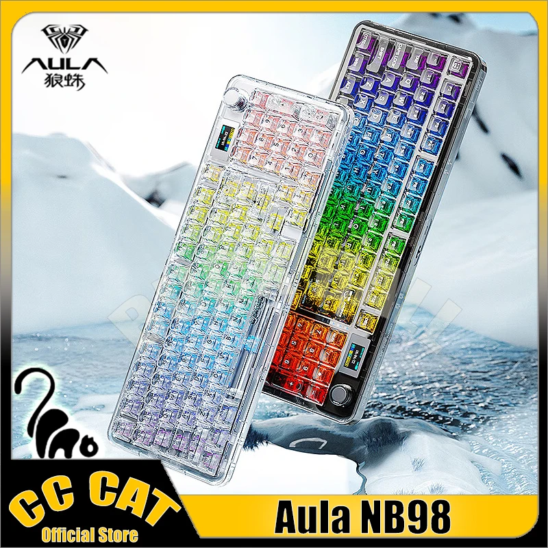 

Aula Nb98 Mechanical Keyboard Bluetooth Wireless Transparent Keyboards 3mode Gasket Rgb Backlit Hot-Swap Office Gaming Keyboards