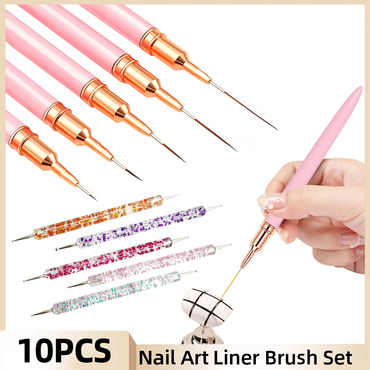 Ensemble de pinceaux à ongles professionnels, fournitures pour Gel UV acrylique, dessin, pointage, manucure, outils de conception, accessoires de maquillage