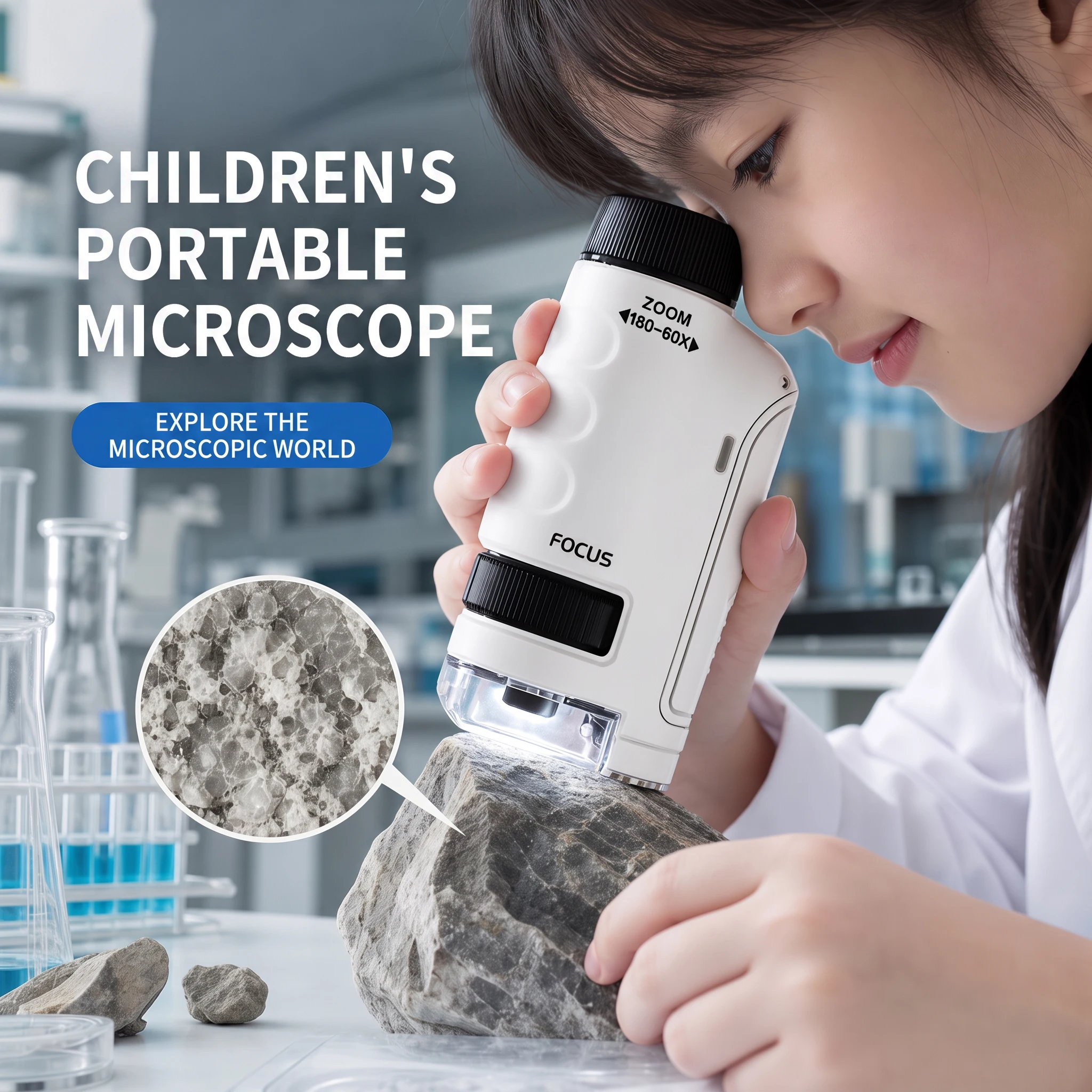 Kids Outdoor Microscope - Портативный ручной микроскоп для детей, игрушка