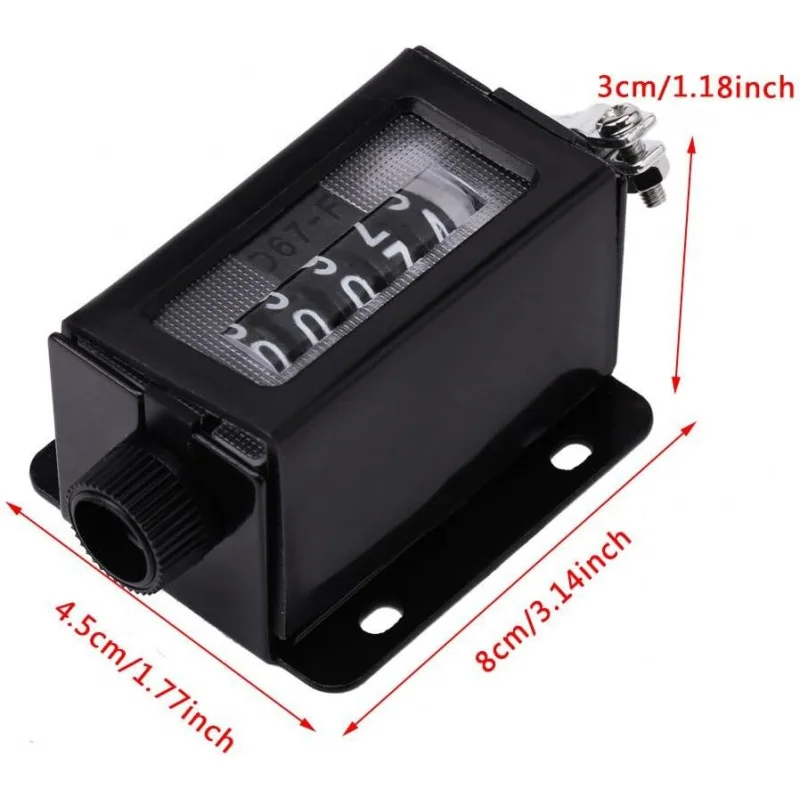 기계식 자리 카운터 5 자리 풀 카운트 카운터 회전식 손잡이 재설정 가능 카운터 검정색 스프링 포함