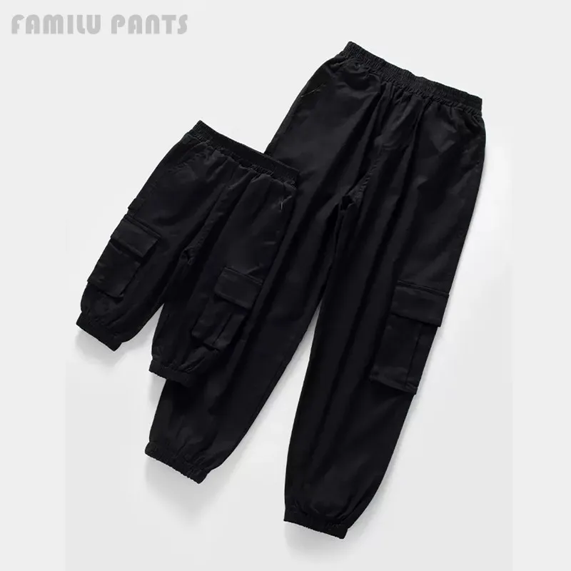 Parent-Child Outfit For a Family Of Four Dad Son Boy Matching Clothes Fashion Mom Daughter Girl Pants Men Women Cargo Trousers