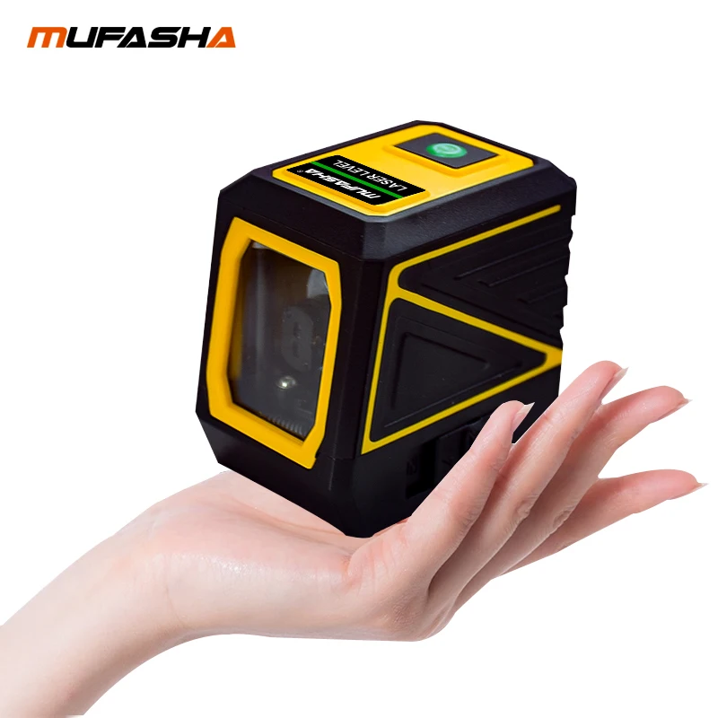 

MUFASHA 2 Lines Mini Green Beam Laser Level Self-Levelling Crosshair Measuring Range 100ft Vertical & Horizontal Line for DIY