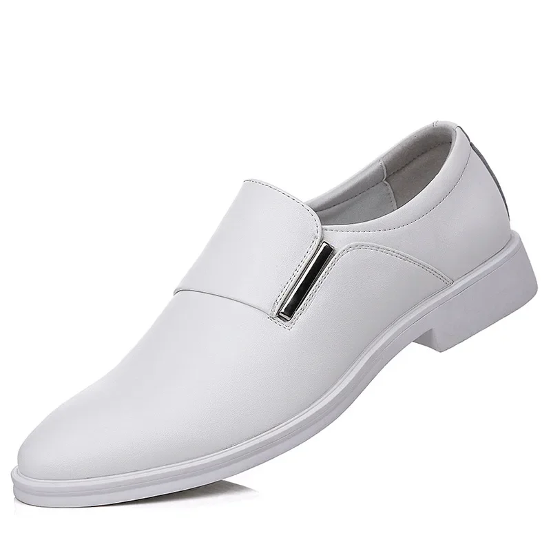 White Leather Dress Shoes Men\'s Spring Autumn Breathable 2024 New Formal Business Derby Shoes Man Casual English Shoes for Men