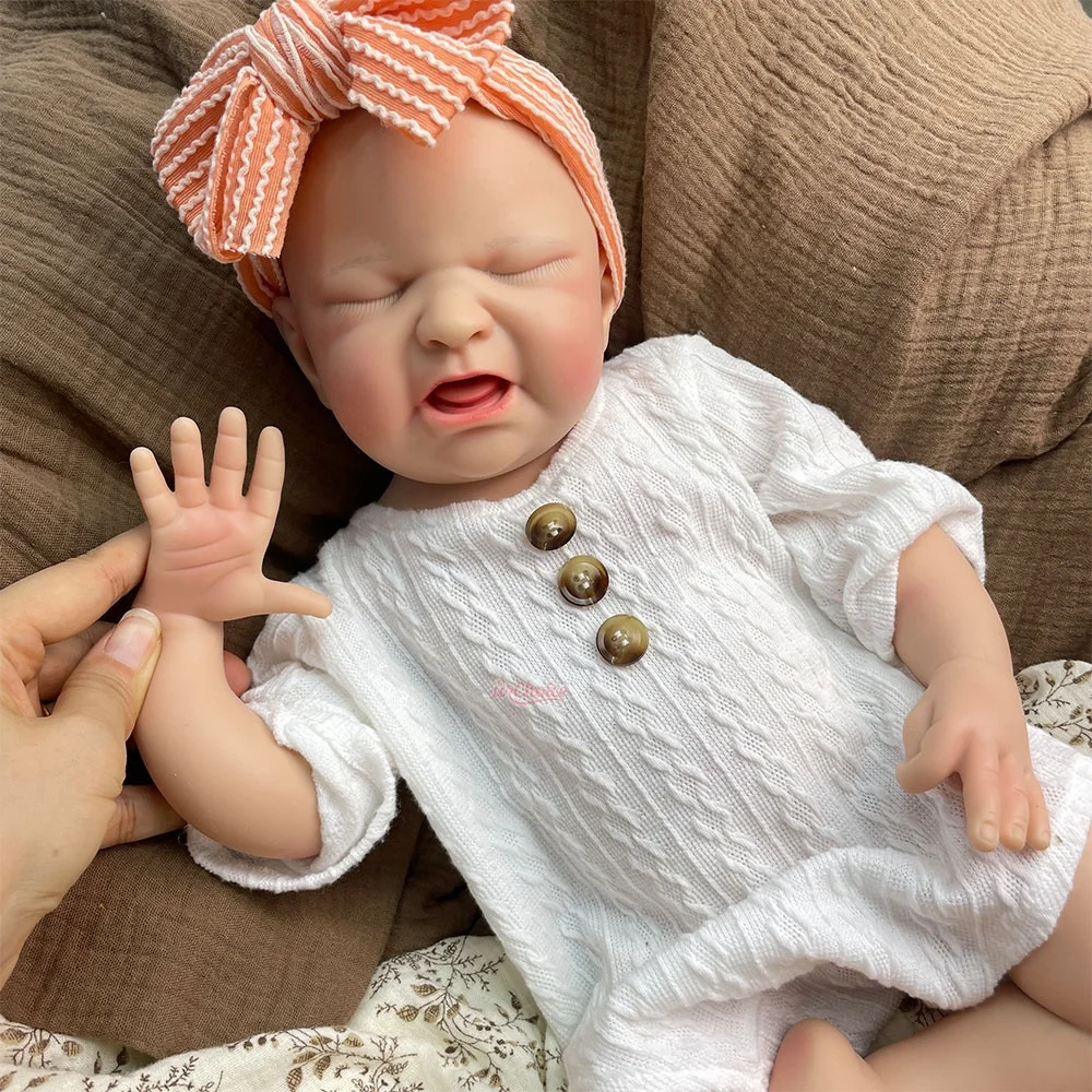 50cm Full Soft Real Skin Silicone Reborn Girl Comfortable to Hold Realistic Detail Features Crying Doll for Birthday Gift