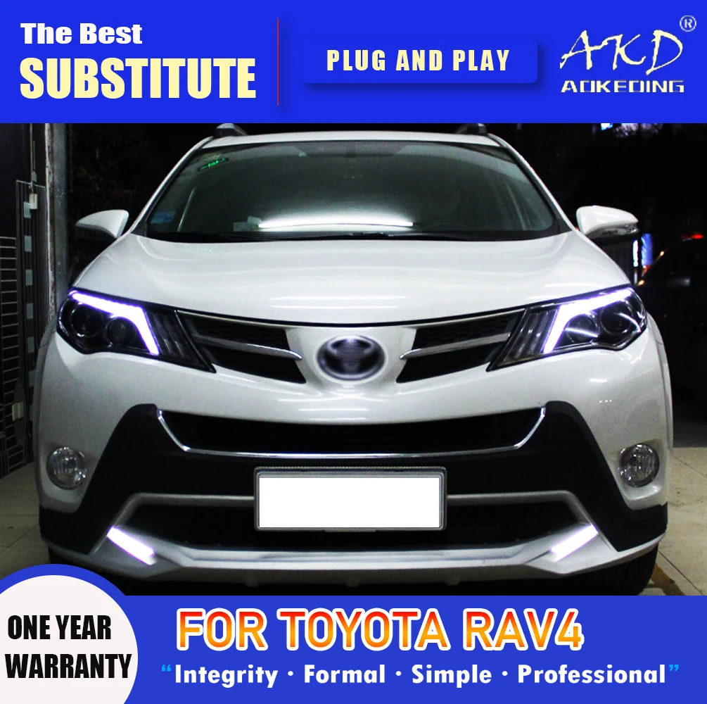 AKD Head Lamp for RAV4 LED Headlight 2013-2016 Headlights RAV4 DRL Turn Signal High Beam Angel Eye Projector Lens