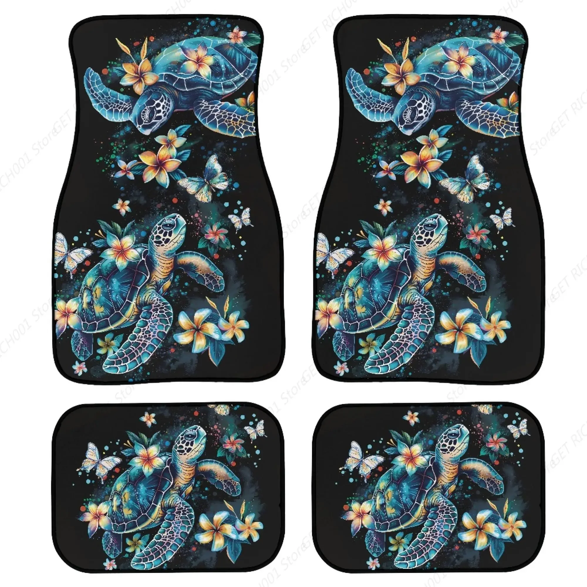 Sea Turtle Car Floor Mat for Women Car Accessories SUV Trunk Interior Floor Mats Universal Front Rear Mats Set Non Slip