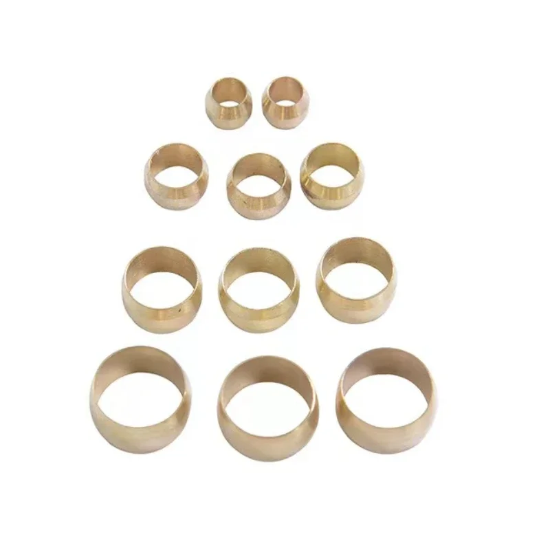 10PCS Brass Double taper ferrule 4 6 8 10 12 14mm OD Compression Sleeve seal ring fittings Tube centralized lubrication system