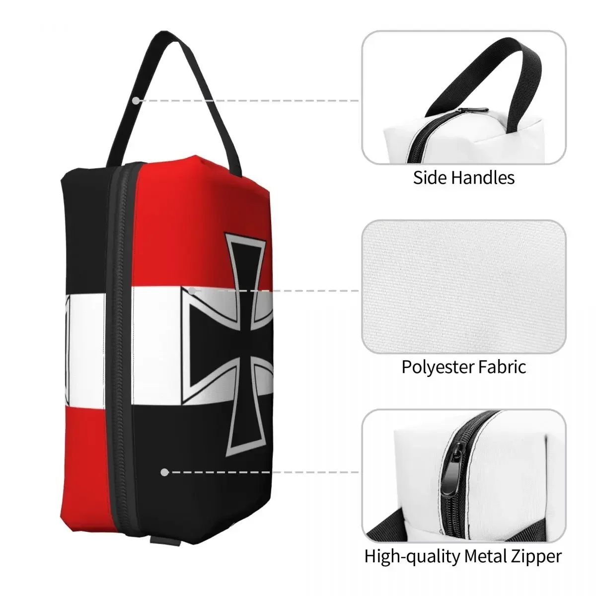 Neceser personalizado con bandera del Imperio Alemán para mujer, organizador de maquillaje cosmético con bandera nacional, caja de Kit Dopp de almacenamiento de belleza para mujer