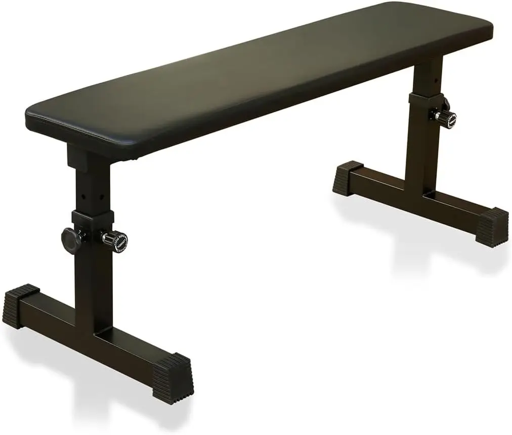 

Flat Weight Bench 440 LBS Heavy Duty Strength Training Exercise Bench with 5-Level Adjustable Height Multipurpose Strength Train