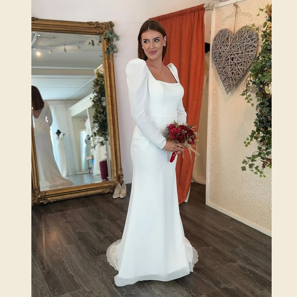 

Customized Modern Wedding Dresses Long Sleeves 2025 Wedding Bride Gown Customized Vestido De Novia Bridal Dress For Women