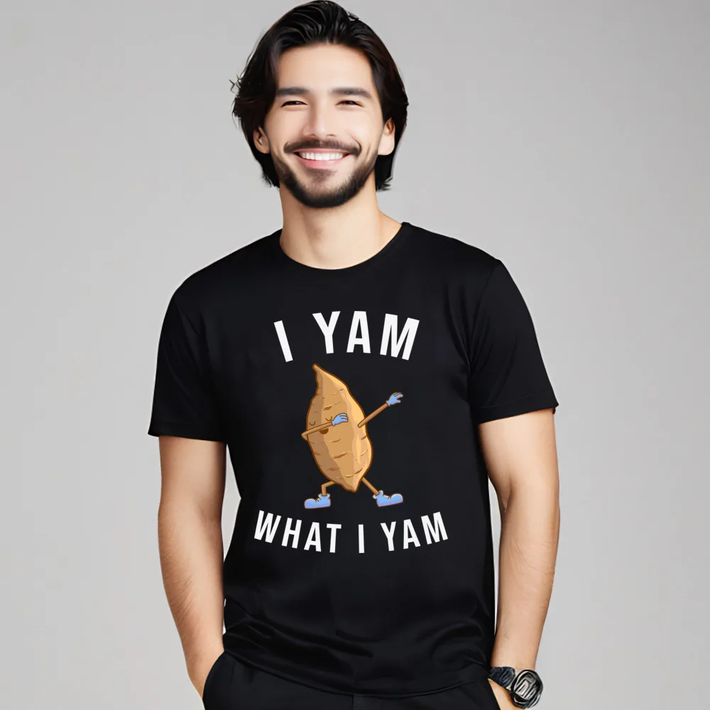 I Yam What I Yam T Shirts Short Sleeve Normal Cute Men NEW YEAR DAY Tops Tees Normal Tees Round Neck 100% Cotton