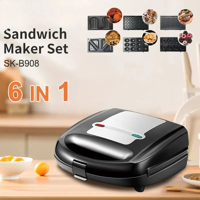 6-in-1 Electric Roaster, Anti-scald Handle, Physical Anti-stick Design, Contact Grill with Removable Non-stick Plate