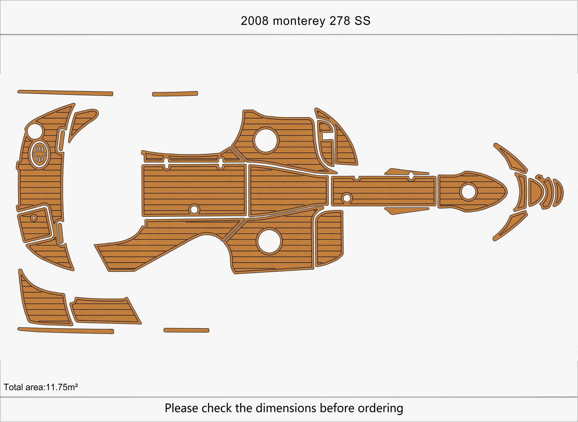 Anti-Skid EVA Faux Teak Self-Adhesive 6mm Boat Decking Pad for 2008 Monterey  278 SS Yacht Cockpit Durable Marine Floor