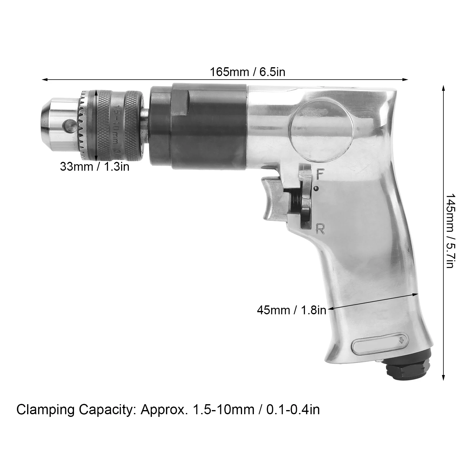 Air Drill 3/8 Inch 2000rpm Variable Speed Forward Reverse Adjustable Strong Bearing Handheld Pneumatic Drill Pneumatic Drill