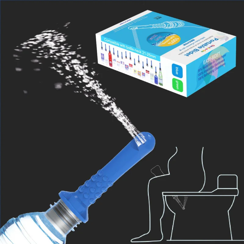 Handhald Douche botella Peri portátil, bidé de viaje Compatible con botellas de 21-25cm, cuidado de la higiene Personal, Spray de agua Shattaf