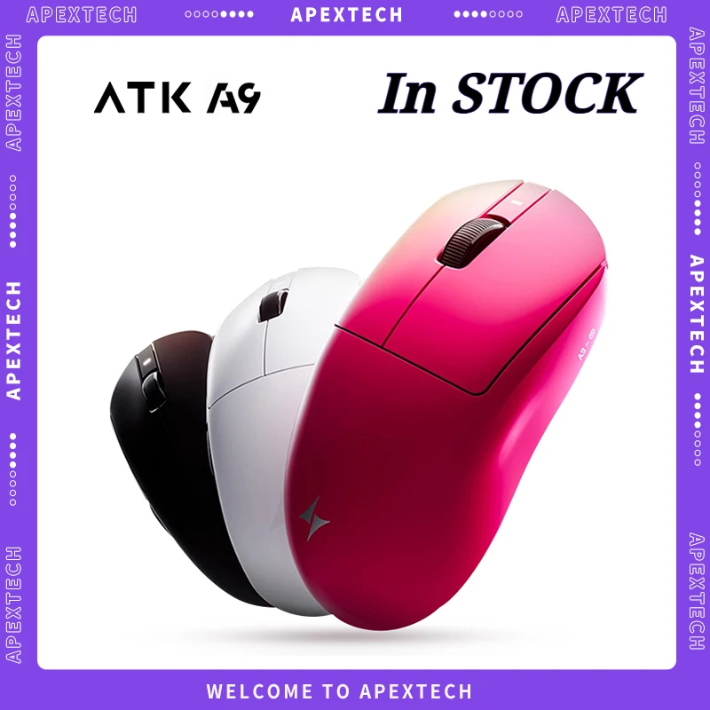 ATK Dragonfly A9 Ultra/Plus Gaming Mouse Dual 8K Polling Tri Mode PAW3395/3950 Ergonomic Esport PC Peripheral Wireless Mouse