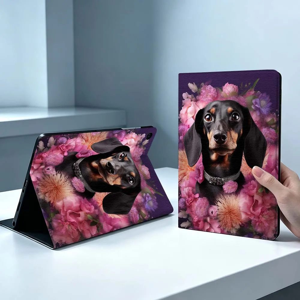 Dachshund Puppy Garden Soft For Samsung Galaxy Tab S11 S10 S9 S8 S7 S6 A9 A8 A7 A11 Lite FE Plus Pen Tray Tablet Case