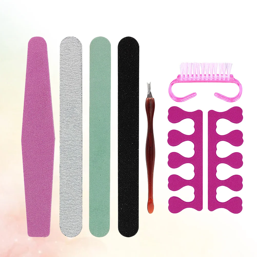 7-teiliges Nail-Art-Werkzeug-Set, vielseitiges Maniküre-Set, Nagelfeilen, Nagelhautgabel, Zehentrenner, abgestorbene Haut, Gabel, Reise-Zehentrenner