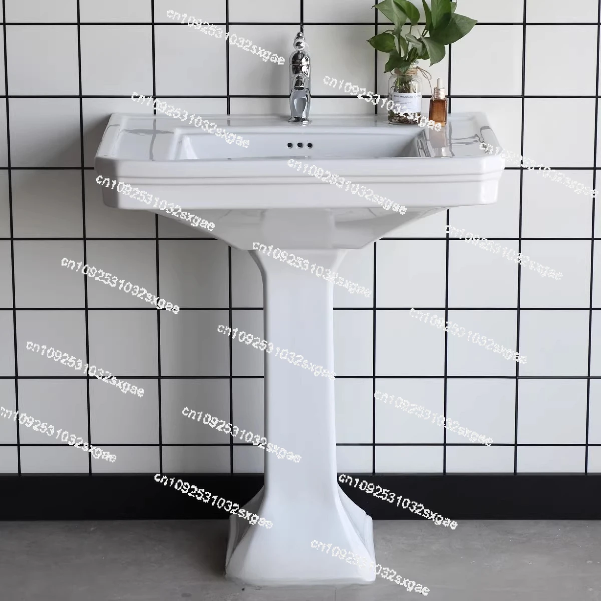 Export classic simple large column washbasin American retro ceramic hand washbasin floor-to-ceiling bathroom set