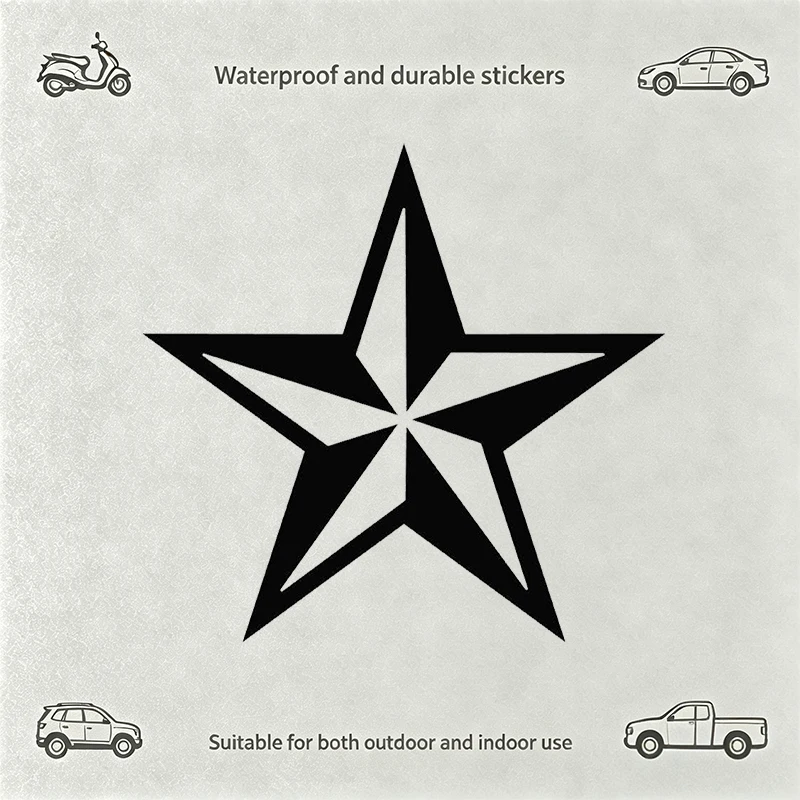 Waterproof Car Sticker Black Five Point Star Geometric Vinyl Decal Auto Motorcycle Bumper Durable
