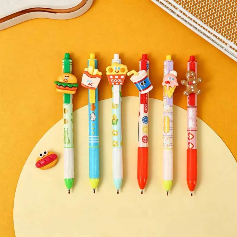 36pcs/lot Kawaii Hamburger Fries Press Gel Pen Cute 0.5mm Black Ink Signature Pens Promotional Gift Office School Supplies