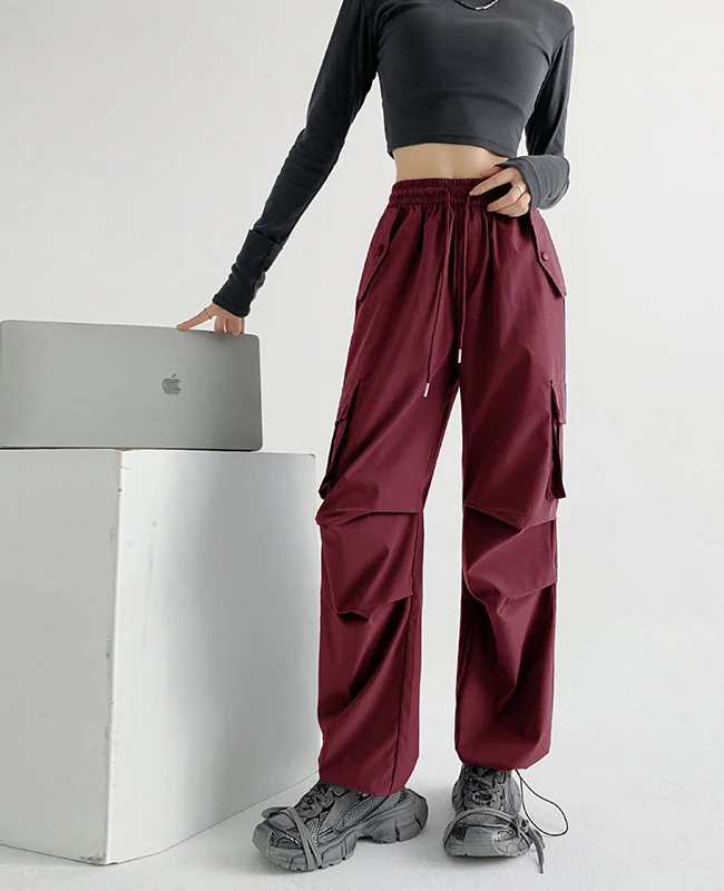 Cargo Pants Womens Dame Spring Canvas Highstreet Layered Outdoors Urban Minimalism Artistic Patterned Design Streetwear Youthful